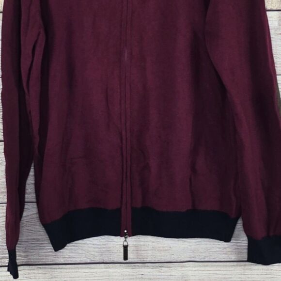 Bugatchi NWT Men's Solid Full Zip Mock Neck Sweater Elbow Patch XL Wool Cashmere - Picture 4 of 10